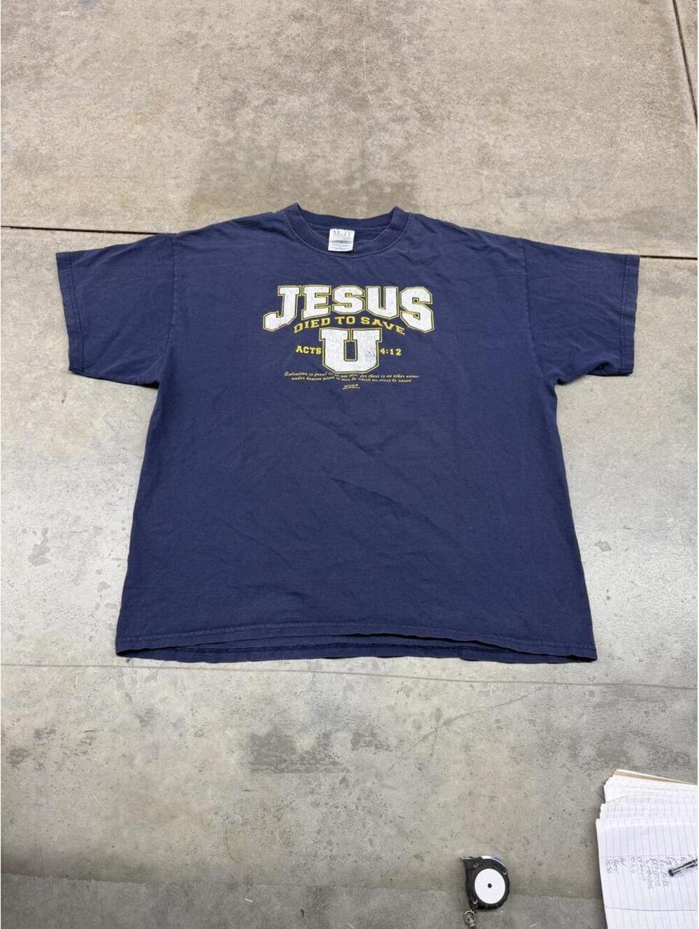 vintage jesus died to save u religious navy shirt size xl